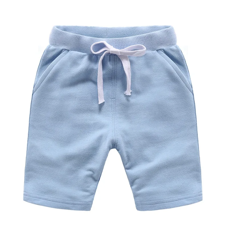 DE PEACH/летние хлопковые шорты унисекс для маленьких мальчиков однотонные повседневные шорты для мальчиков и девочек-подростков возрастом от 1 года до 12 лет, детская одежда - Цвет: Light Blue