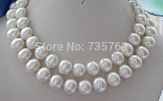 

NEW N248 34" 15MM WHITE EGG SOUTH SEA SHELL PEARL NECKLACE