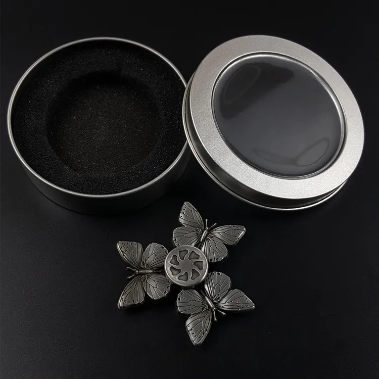 Творческий Винтаж бабочки Три палец Spinner handspinner Непоседа Игрушечные лошадки из металла Новинка года Прохладный Spinner-рука металла Топ figet spiner