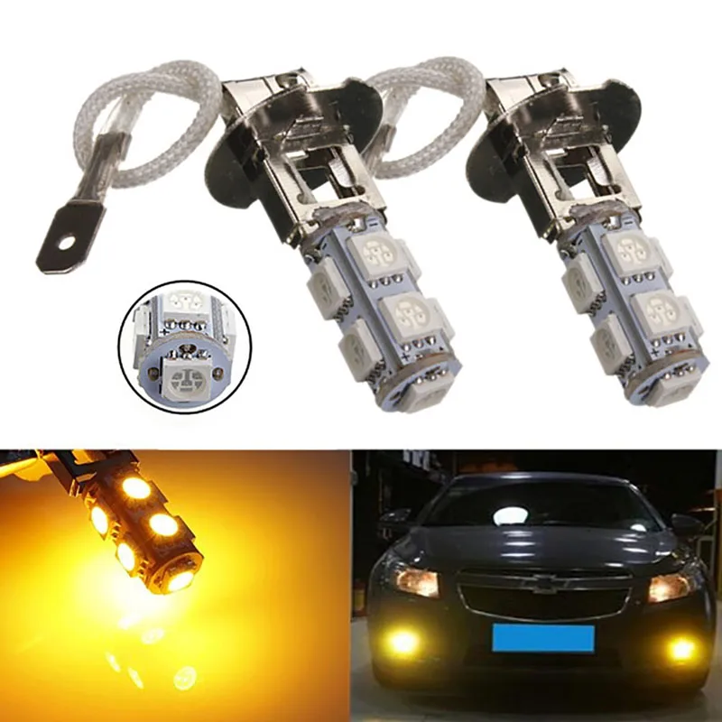 

1PC DC 12V H3 5050 9 LED Cornering lamp Fog Head Light Lamp Bulb Pure Yellow