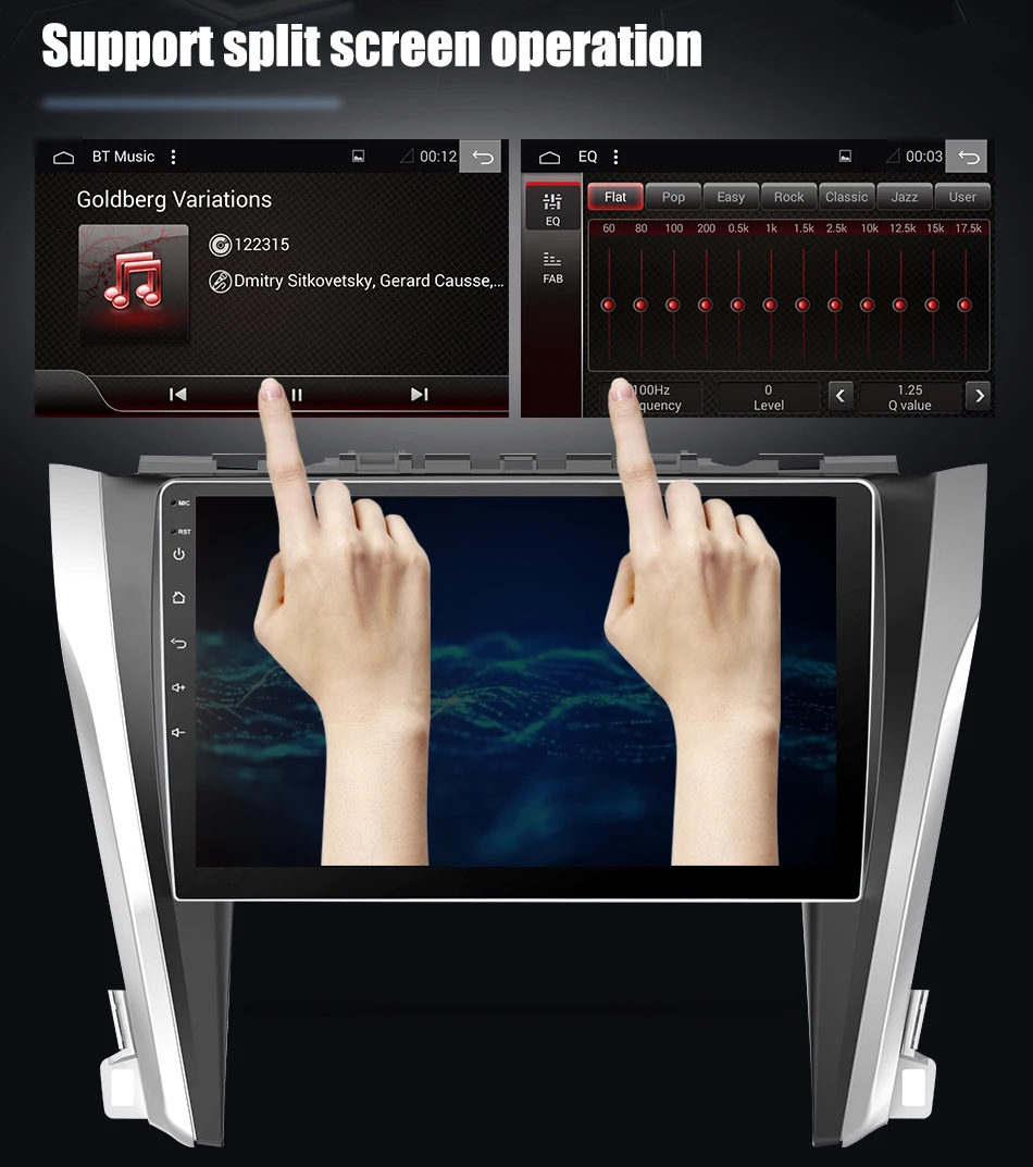 Top Eunavi android 9.0 car dvd gps multimedia player For Toyota Camry50 2012 car dvd navigation radio video audio player 4G+32G PX6 19