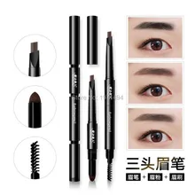 Высококачественная ручка для бровей 3 в 1, автоматическая Вращающаяся ручка для бровей+ пудра для бровей+ кисть для бровей, водостойкий стойкий для бровей