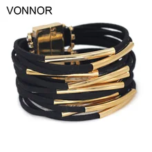 VONNOR Jewelry Women Fashion Multi-layer Bracelet Chain Rhinestone Magnetic Clasp Girls Bracelet