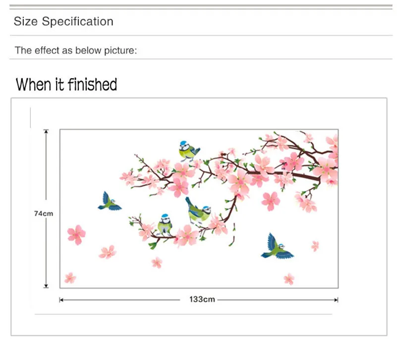 60*90 см Большой размер Сакура Наклейка на стену s для детской комнаты DIY цветок дерево Съемная наклейка домашний декор художественные Переводные обои Новинка
