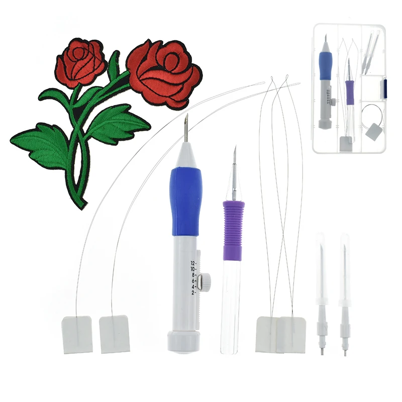 Punch Embroidery Needles Practical Women Embroidery Stitching Punch Pen Set Craft Tool With Patterns For Embroidery DIY Sewing  (3)