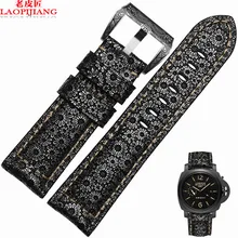 Laopijiang Анти пота кожаные ремешки мужской адаптер PAM111 24 мм кожаный браслет.