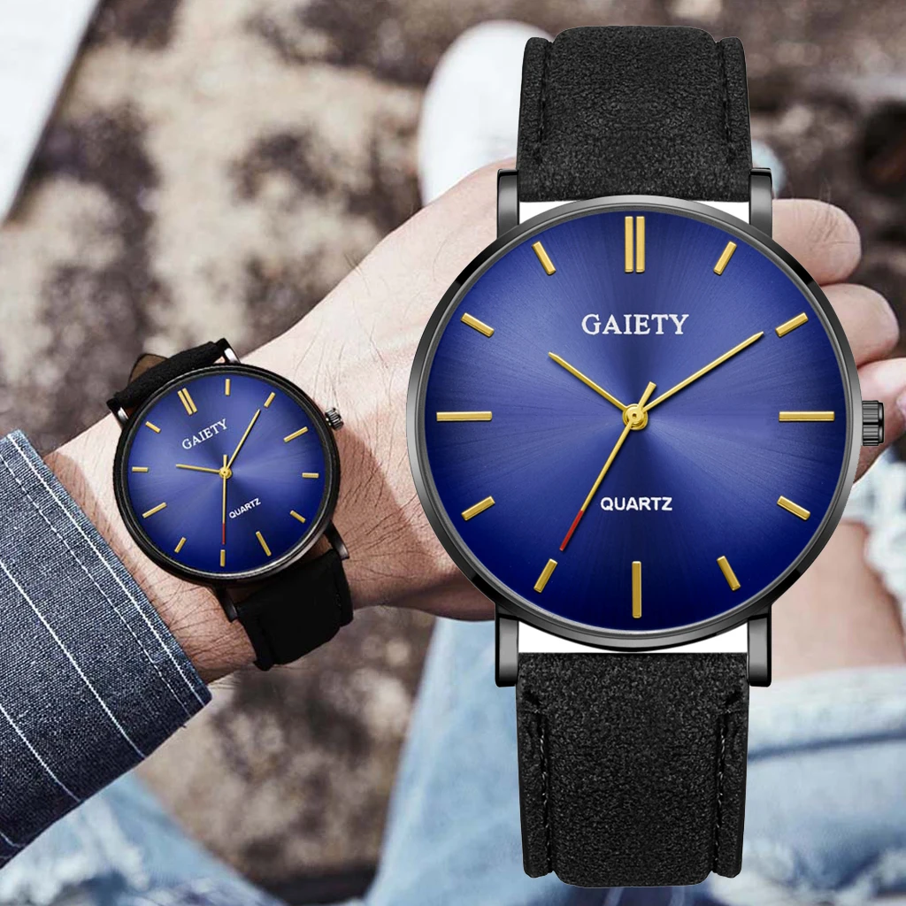 

Relogios Masculino Casual Watch For Men PU Leather Band Analog Quartz Wrist Watches Men Fashion Watch Clock montres homme