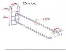 (100 unidades/pacote) 20 cm de Comprimento 6mm de Diâmetro Gancho Mostrar Slatwall Exposição da Loja de Varejo