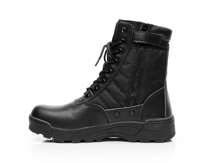

High Top Army Boots Male Zipper Design High Top Tactical Boots Delta SWAT Shoes For Men Black Military Boots Hiking
