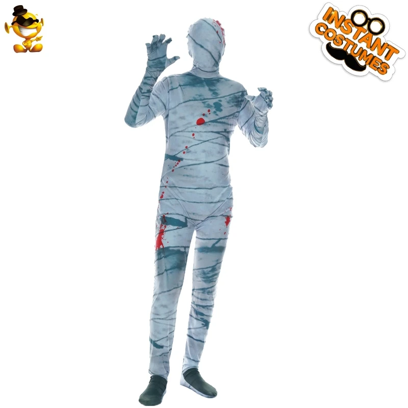 

Adult Men Mummy Bodysuit Costume Fancy Dress in Halloween Party Cosplay Bloody Bodysuit Jumpsuits