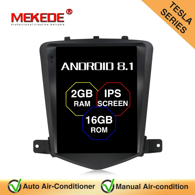 

MEKEDE Tesla Style Android 8.1 Car Radio GPS Navigation DVD Player Stereo Headunit for Chevrolet Cruze 2008-2011 2G RAM 16G ROM