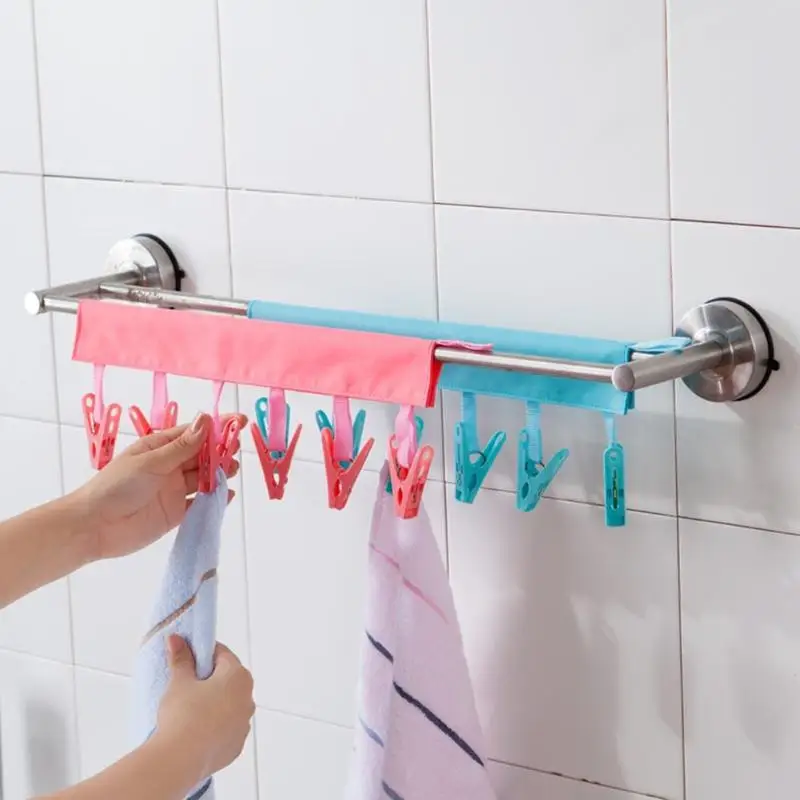 

6Clips Folding Clothes Towel Holder Clips Bathroom Socks Briefs Dryer Hanger Storage Organizer Clothespin Holder Clothes-Racks