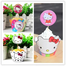 120 шт/партия милые hello kitty Cat Series 3 стиля 60 шт обертки и 60 шт топперы набор