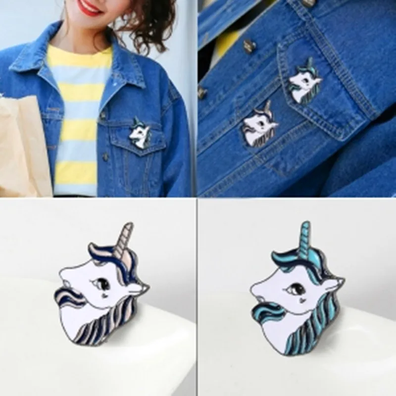 

Cartoon Unicorn Pins and Brooches Couple Horse Enamel Pin Badges Accessories Buckle Pin For Coat Shirt Bag Collar Animal Jewelry