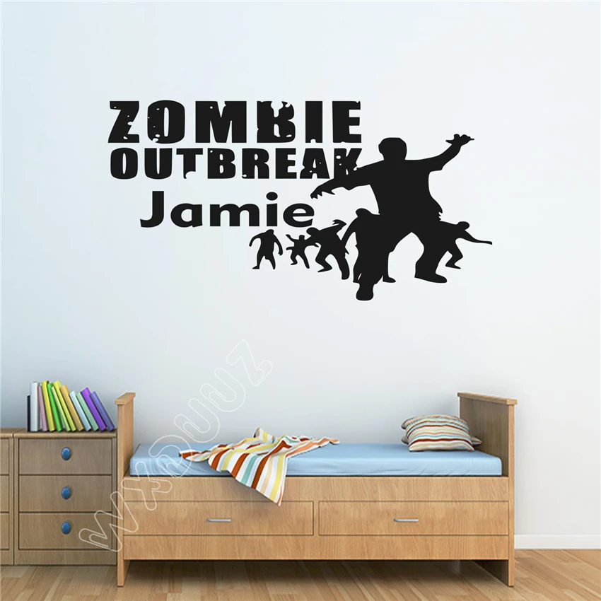 2018 Neymar Wxduuz Zombie Outbreak Personalised Boys Name Childrens Wall Sticker Home Decor Living Room Bedroom Poster B323