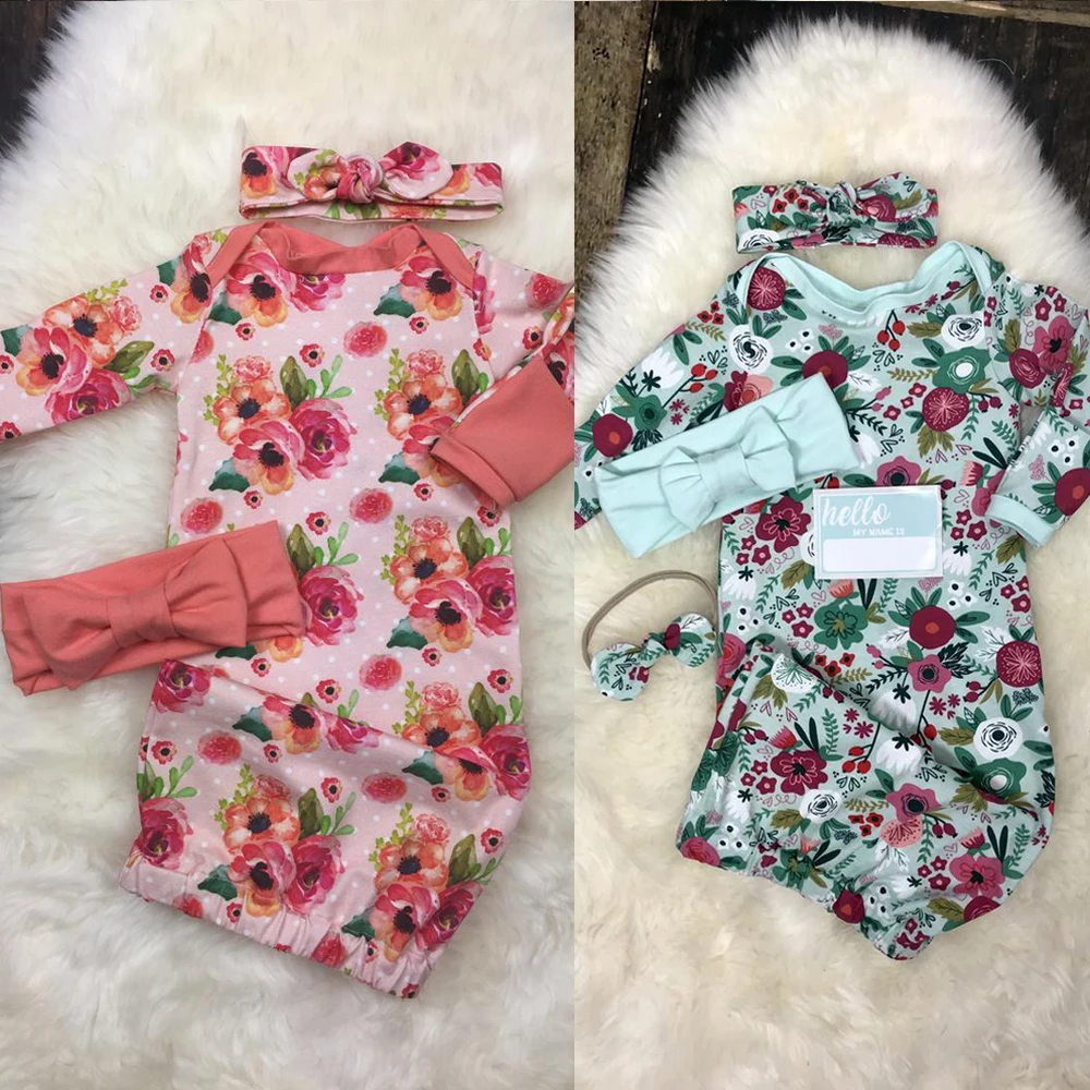 Спальные мешки для малышей Одеяло новорожденного Цветочный принт пеленать Обёрточная бумага для балдахин для детской кроватки Комплекты одежды одежда пижамы Sleepsuits