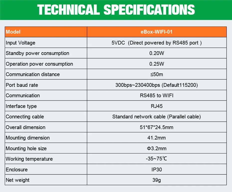 EPever eBox-WIFI-01 WIFI Serial Server RS485 to WIFI Support APP for EPsolar LS-B VS-A VS-BN Tracer-A Tracer-BN SHI_06