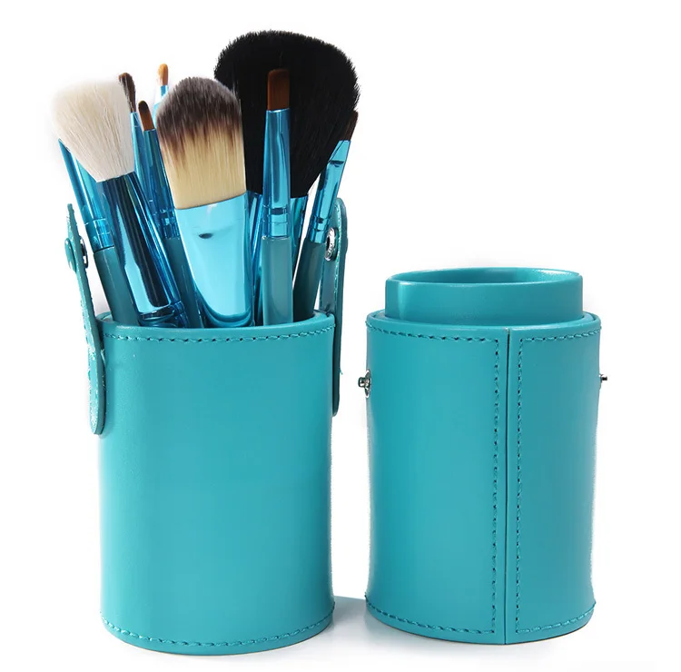 Professional Makeup 12 Pcs Brushes Set Light Blue Cosmetic Brushes