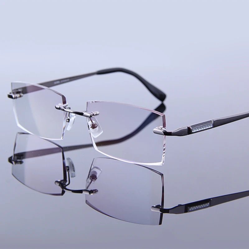 Luxury Reading Glasses Men's Hyperopia Rimless Eyeglasses Male Reader