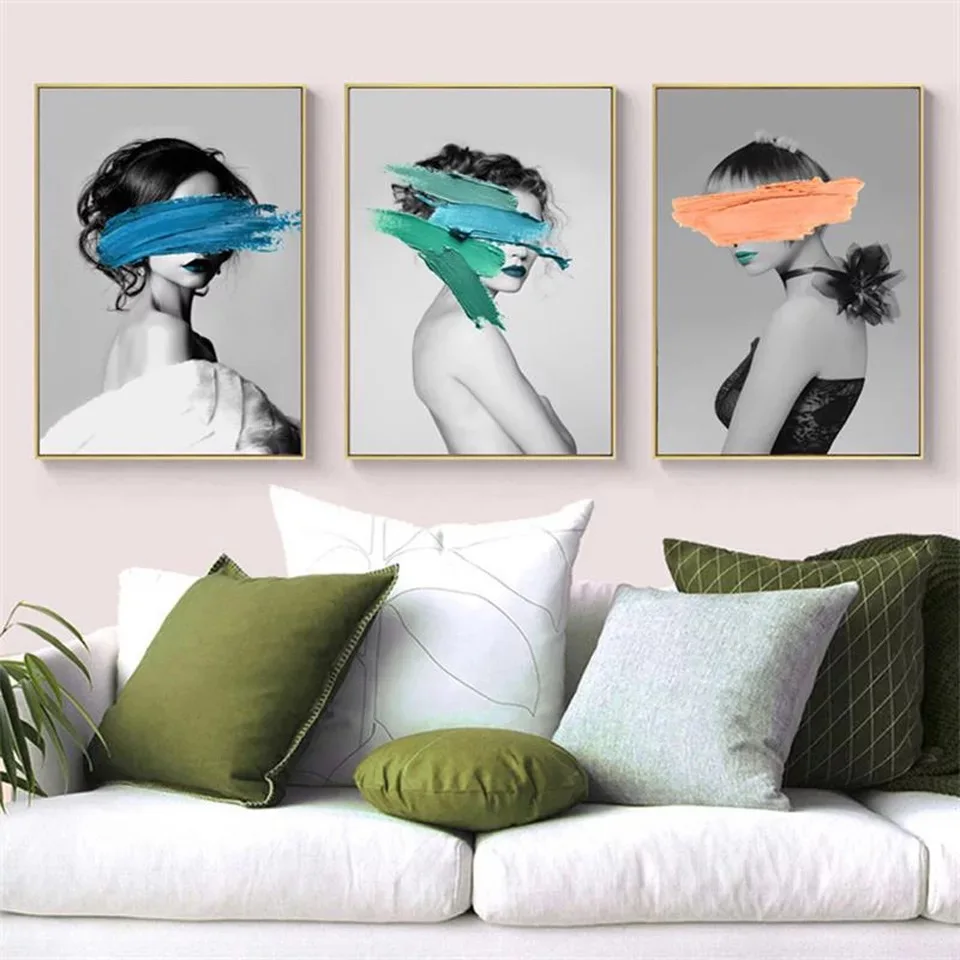 Abstract Figure Wall Art Canvas Painting Model Nordic Poster Pictures For Living Room Fashion Print Girls Women Gift Unframed