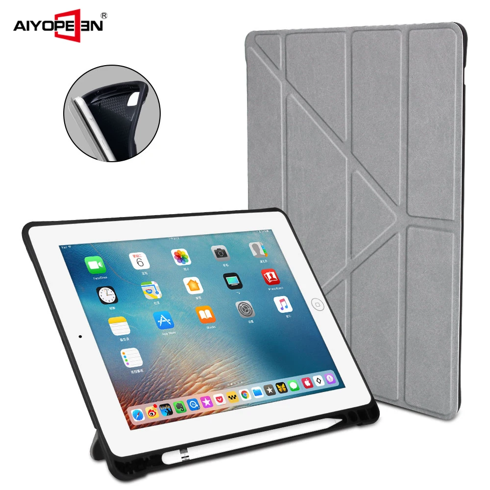 

Case for iPad 2 3 4,AIYOPEEN Soft silicone back with pencil holder for iPad 2 3 4 smart cover shockproof and stand holder Case