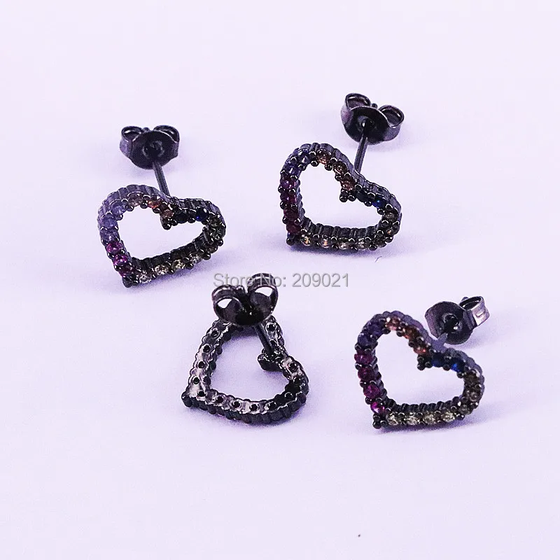 10 пар последняя Радуга CZ цирконий micro pave в форме сердца красивые украшения Серьга для женщин девочек