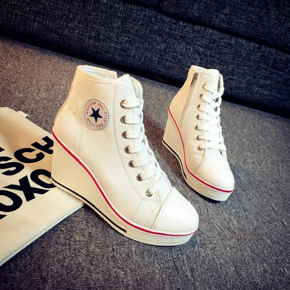 color block high top canvas shoes