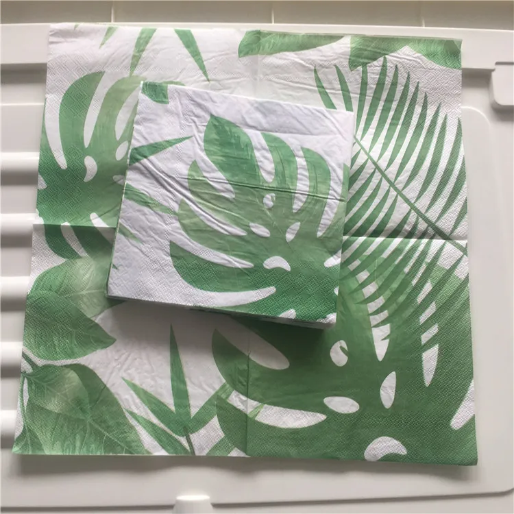 Декупаж Свадьба День рождения салфетка бумага элегантная ткань зеленый с пальмовым листом винтаж красивые салфетки домашний квадратный