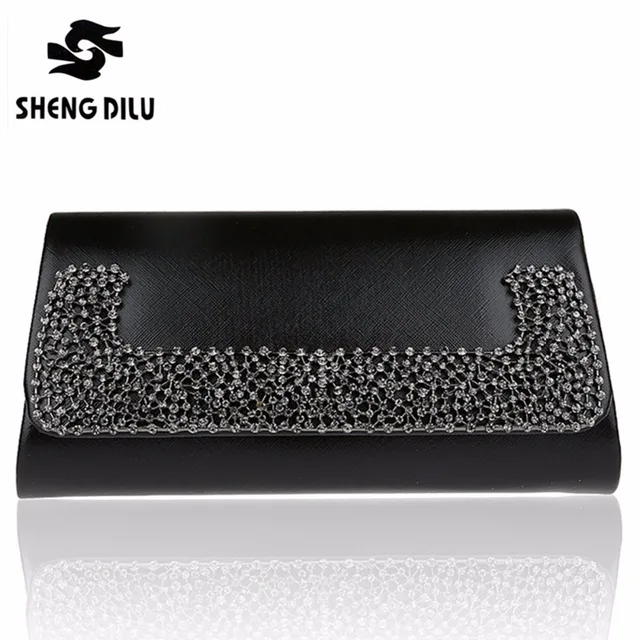 Aliexpress Flower Crystal Evening Bag Clutch Bags Clutches Lady Wedding Purse Rhinestones Handbags Silver Gold Black