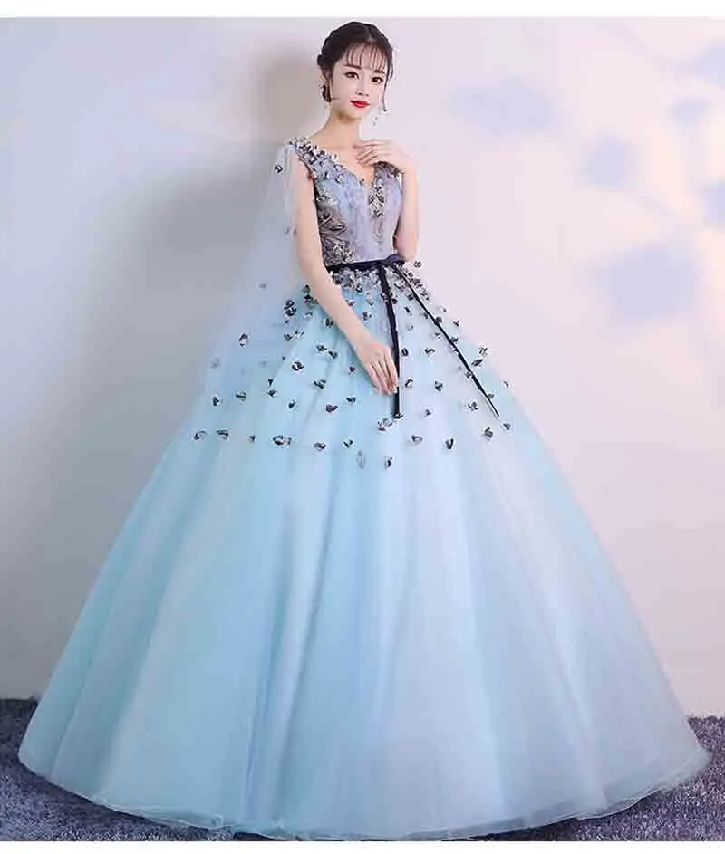 Роскошное серое розовое вечернее платье с v-образным вырезом, свадебные вечерние бальные платья, подарок на день рождения для девушек размера плюс 5XL 4XL - Цвет: Blue