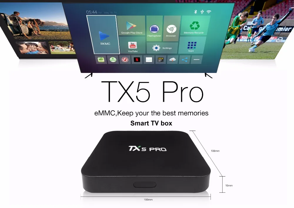 ТВ-приставка Tanix TX5 PRO Smart Android, 2 ГБ, 16 ГБ, Bluetooth, Wi-Fi, HDMI, медиаплеер, телеприставка с год, HD ip tv подписка
