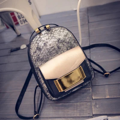2017 New Snake PU Leather Women Backpack Female Fashion Rucksack Brand Designer Ladies Back Bag High