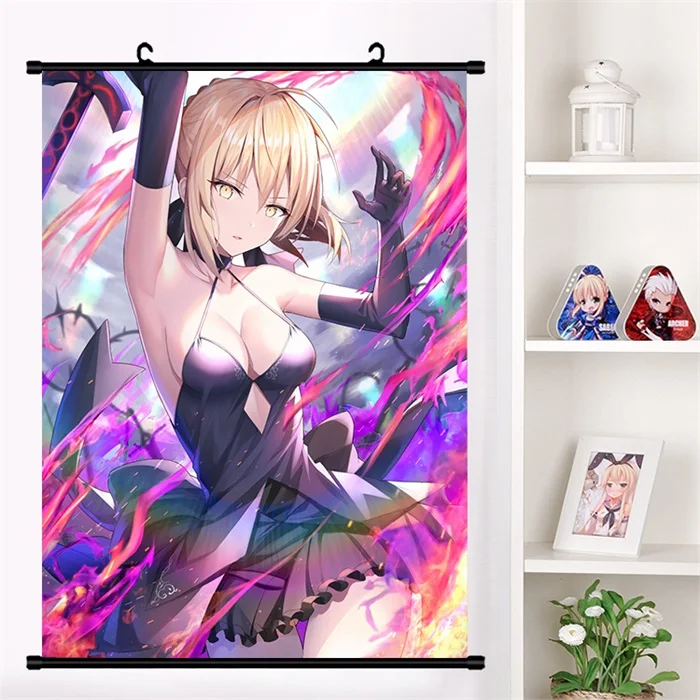 Аниме игра Fate/stay night Arturia Pendragon Saber Alter настенный свиток Фреска плакат Настенные подвесные плакаты коллекция домашнего декора - Цвет: S