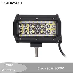 ECAHAYAKU 1 шт. 5 дюймов 90 Вт 4 ряда светодиодный рабочий свет бар комбинированный луч 12 в 24 В внедорожный грузовик ATV 4x4 внедорожник лодочный 4X4