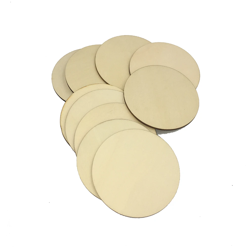 100pcs 80mm 3.14inch Big Size Unfinished Round Wood Slices Embellishments MDF Wooden Cutout for Cardmaking Art Wedding Decor