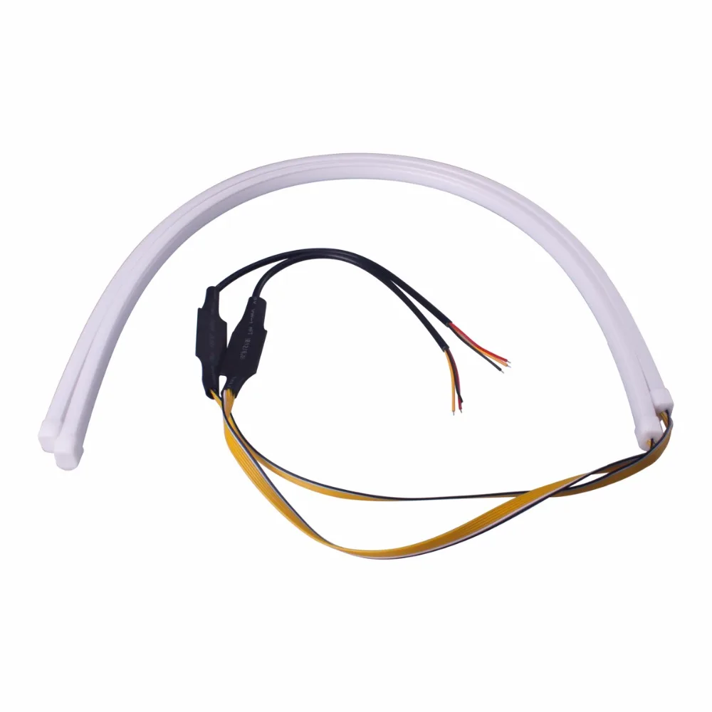 

LiAoHOO Sequential Flasher Flowing DRL Flexible LED Tube Strip Daytime Running Lights Turn Signal Angel Eye White Turn Yellow