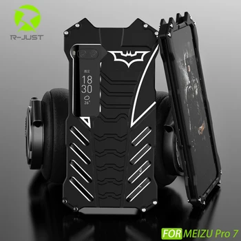 

R-JUST Batman Armor Heavy Dust Rugged Outdoor Metal Aluminum Shockproof Powerful Kickstand Cover Case for MEIZU Pro 7 Pro7 Plus