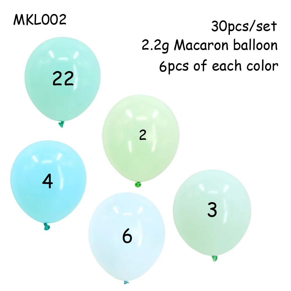 30 шт Разноцветные воздушные шары в виде Макарон для свадьбы, дня рождения, вечеринки, 2,2 г, розовые, мятные, розовые воздушные гелиевые латексные детские украшения для девочек - Цвет: MKL002