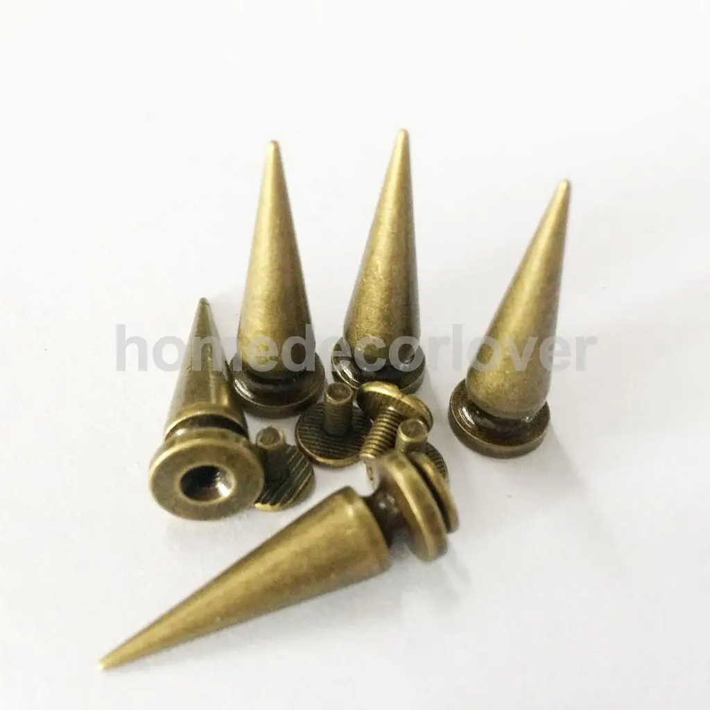 10pcs Copper Cone Screw Stud Leather Craft Spike Rivets Shoe Clothing Decoration