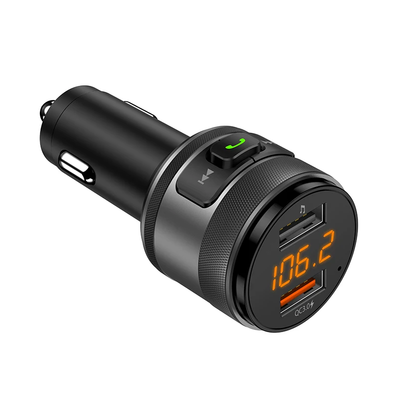 VicTsing Bluetooth FM Transmitter for Car QC3.0 5V 3.4A Wireless Bluetooth FM Radio Adapter Music Player Car Kit with Hands-Free (1)