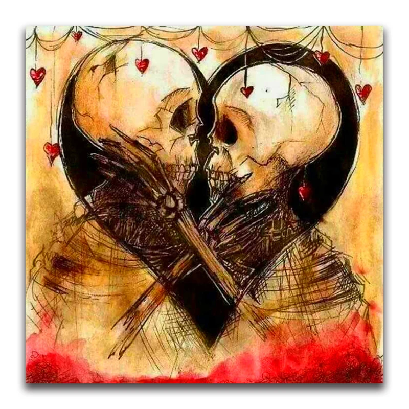 DIY Diamond Embroidery Character Skull Couple Love Diamond Painting Cross Stitch Round Drill Mosaic Decoration
