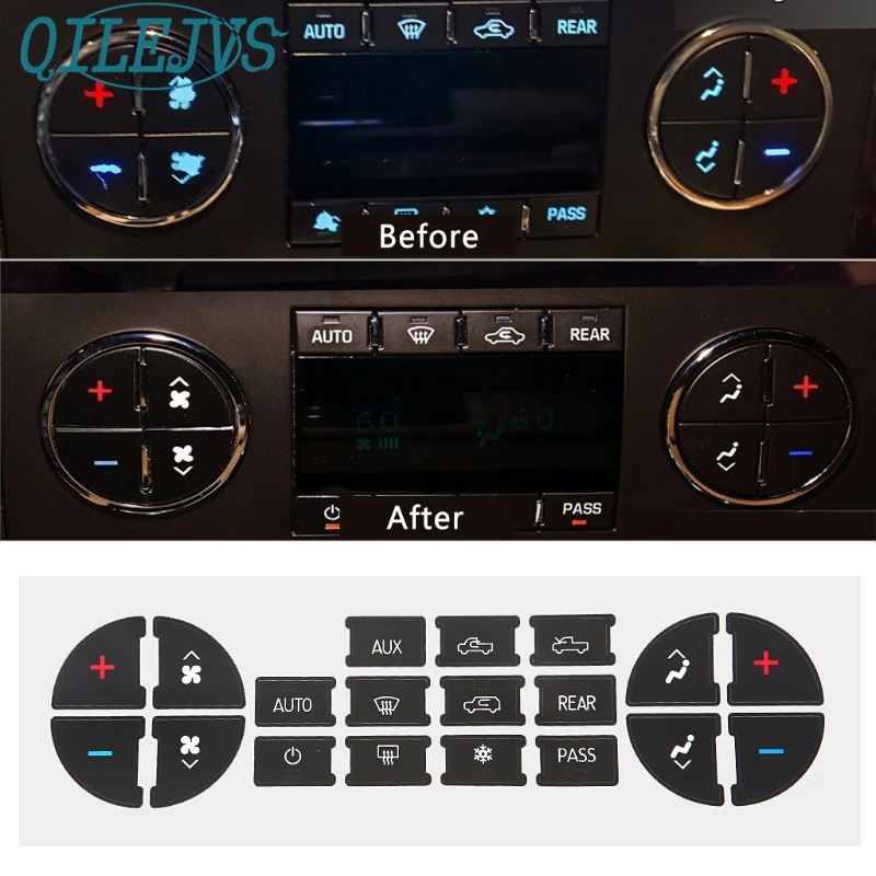 

QILEJVS AC Dash Button Sticker Repair For GM Tahoe Suburban Avalanche Silverado Yukon