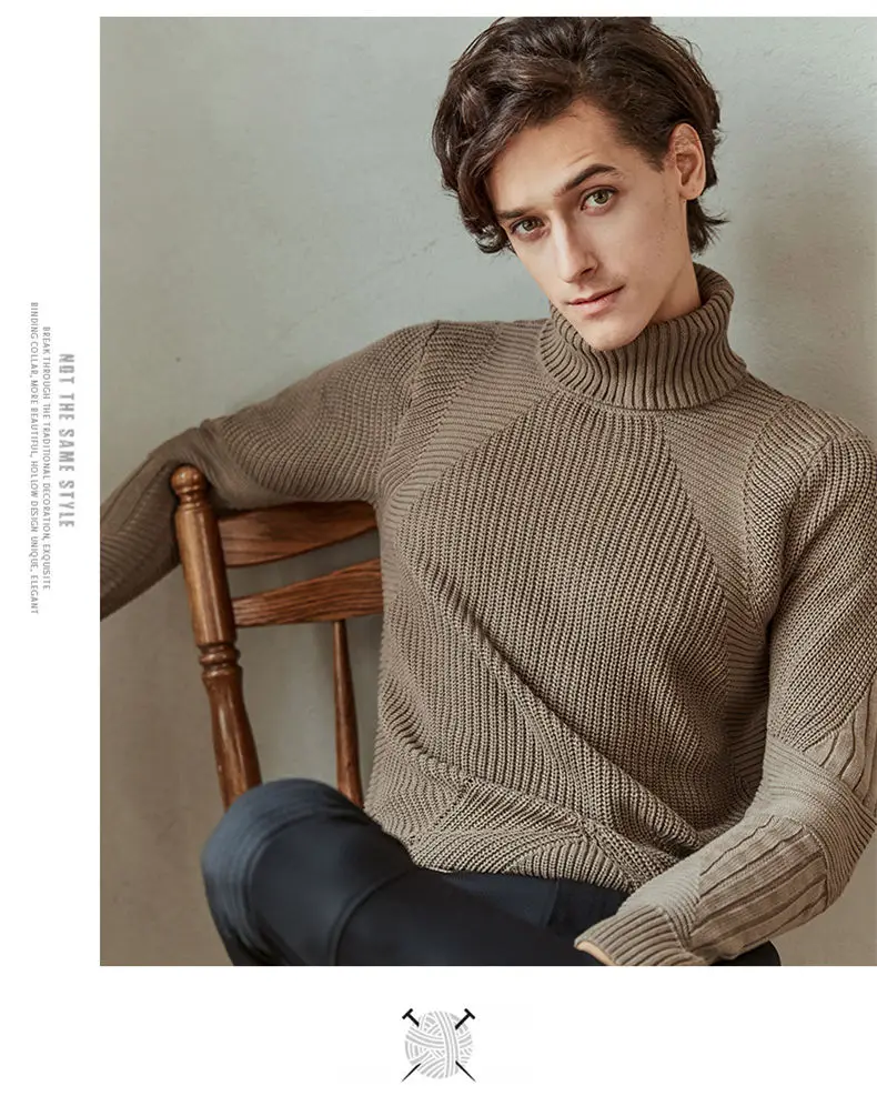 Winter Men Turtleneck Sweater Pullovers Winter Thick High-Neck Male Sweater Jumpers Cotton Man knitwear Autumn 2019 Fashion New 10