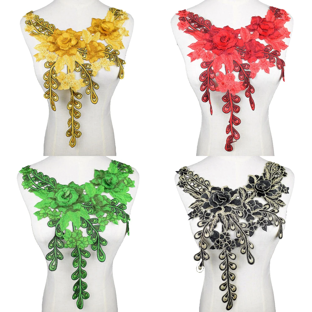 

Trim Applique DIY Floral Lace Fabric Neckline Collar Embroidery Trendy Design Sewing Accessories for Dress Decoration NL095