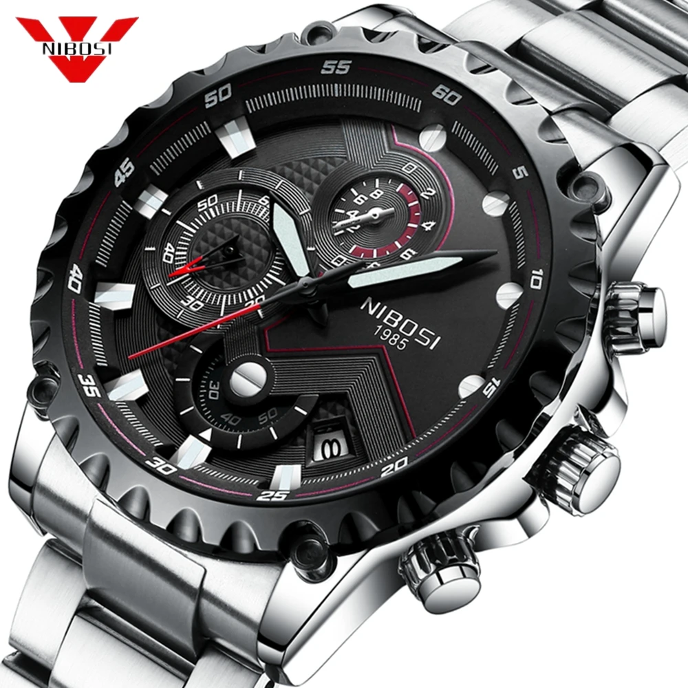

NIBOSI Watch Men Fashion Sport Quartz Clock Mens Watches Top Brand Luxury Full Steel Business Waterproof Watch Relogio Masculino