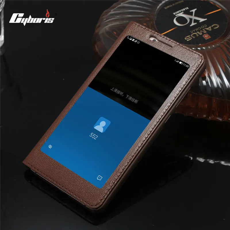 

CYBORIS for LeEco LETV LE 1S/ LETV LE 2 Case Genuine Real Cow Leather Case for LETV LE Max 2 X829 Window View Stand Flip Cover