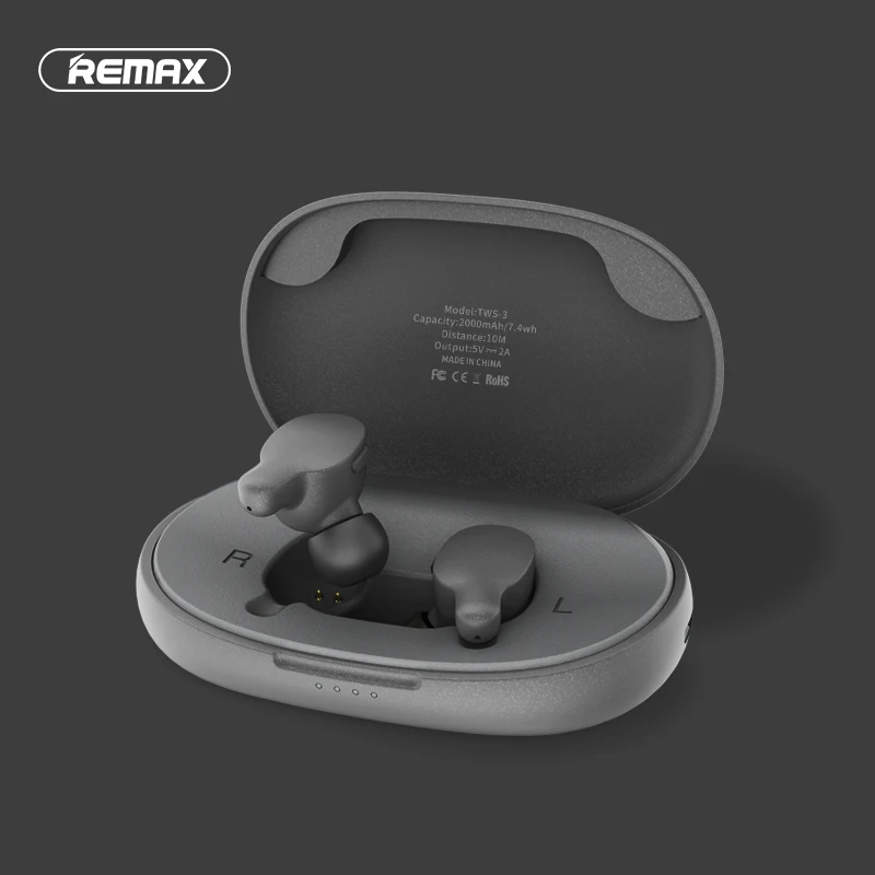 Беспроводная гарнитура Remax TWS 3 Bluetooth наушники вкладыши Twins с зарядным боксом