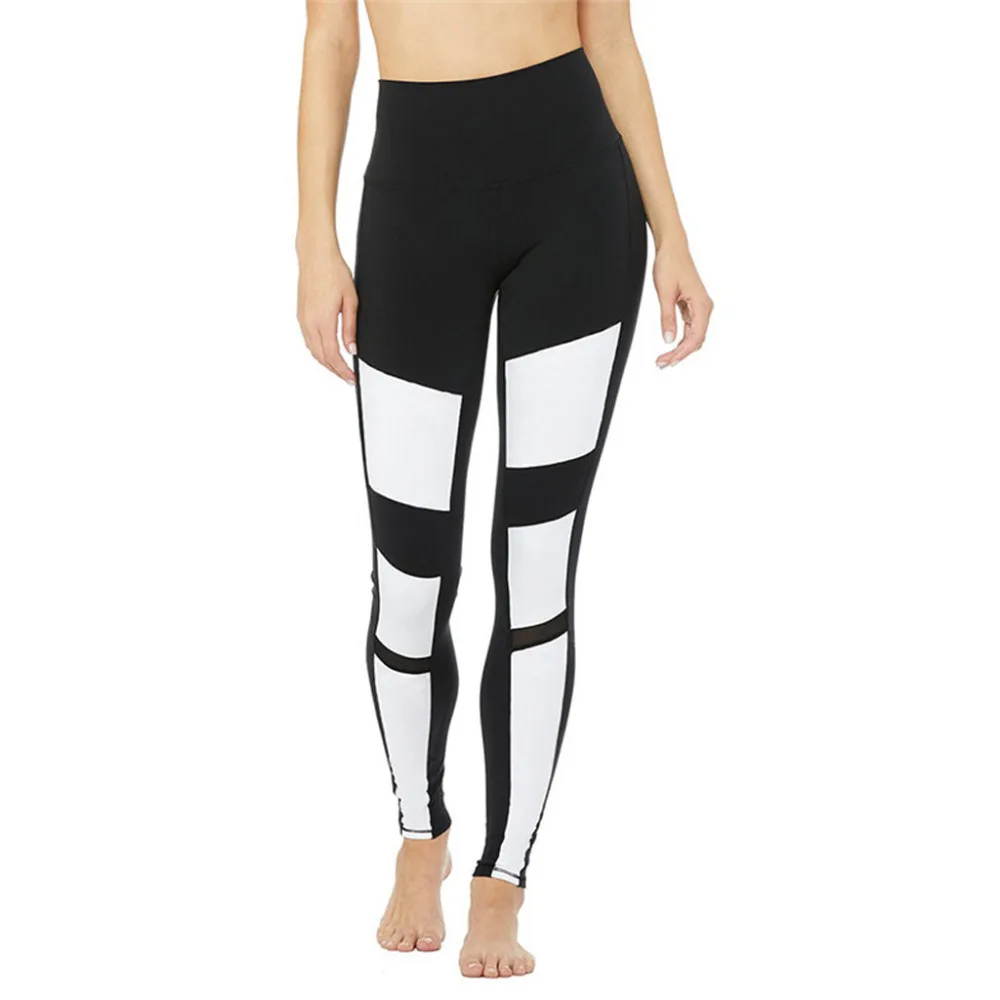Women Hight Waist Print Yoga Pants Reflective Print Sports