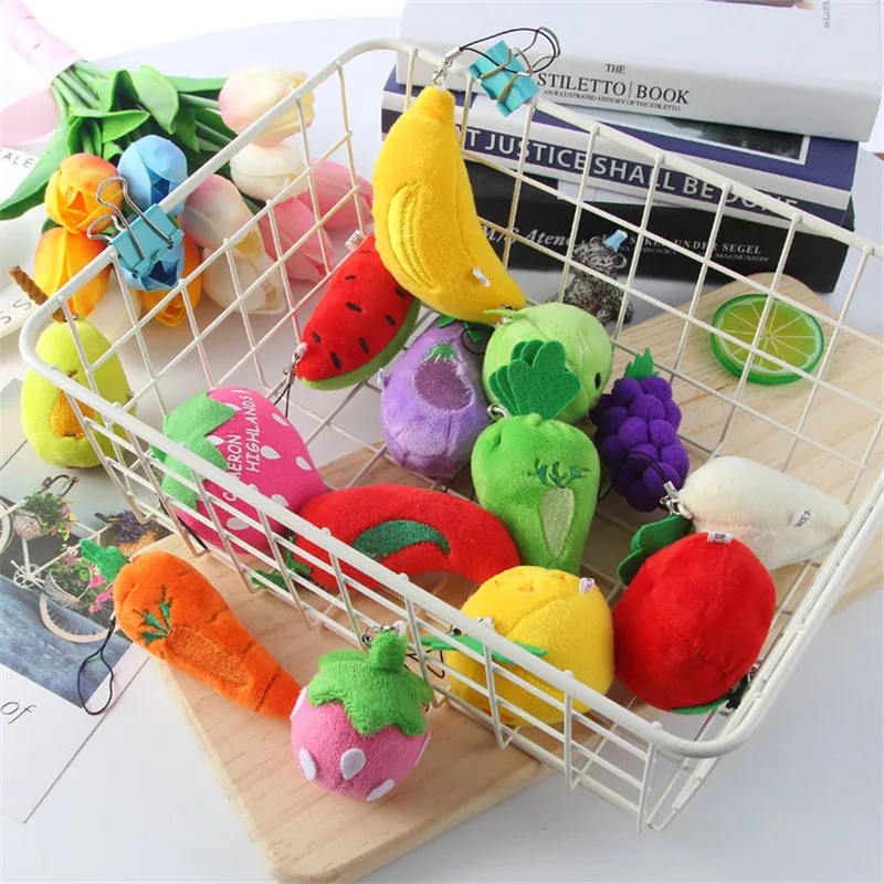Cute Fruit Vegatable Plush Pendants Toys Lovely Plants Fruits Key Bag Pendants Peluche Dolls 12pcs  (21)