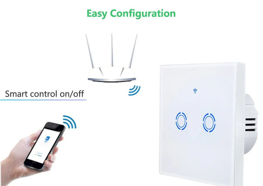 Wifi Switch EJLINK Smart Home Light Switch Ewelink APP Remote Control Glass Panel EU Type 86x86mm Wall Switch Works with Alexa (5)